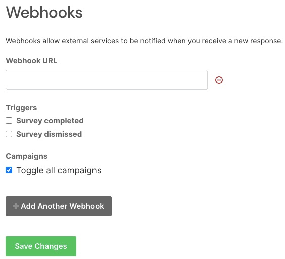 SatisMeter source webhook URL