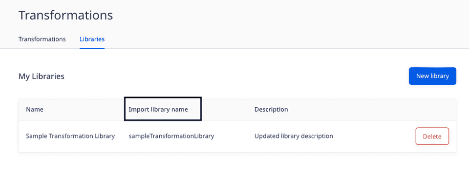 Using libraries in transformations