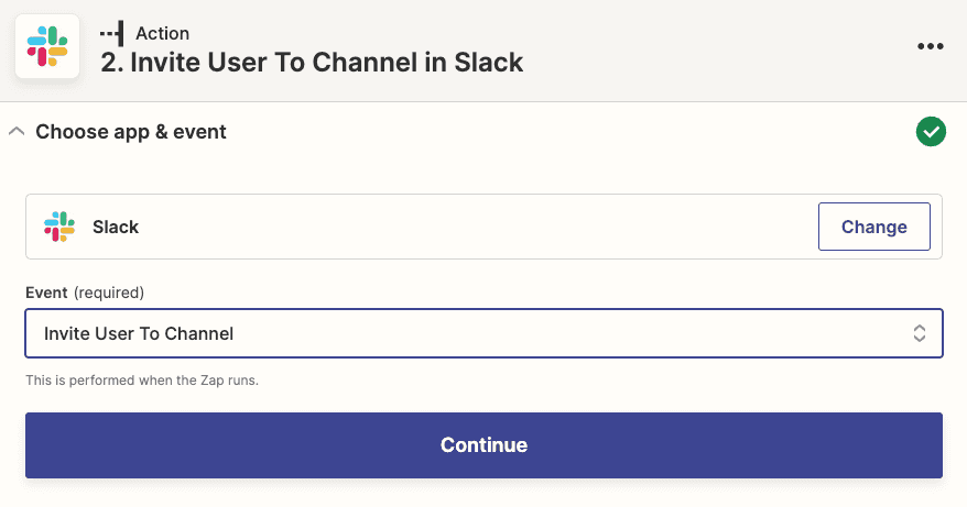 Zapier connection settings