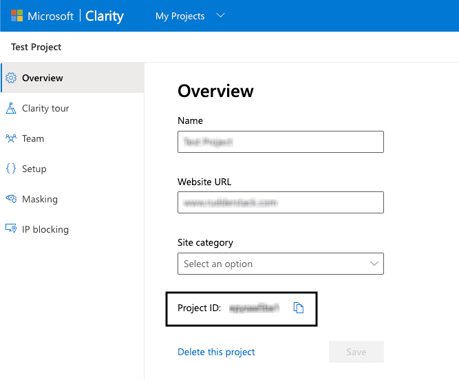 Microsoft Clarity project ID